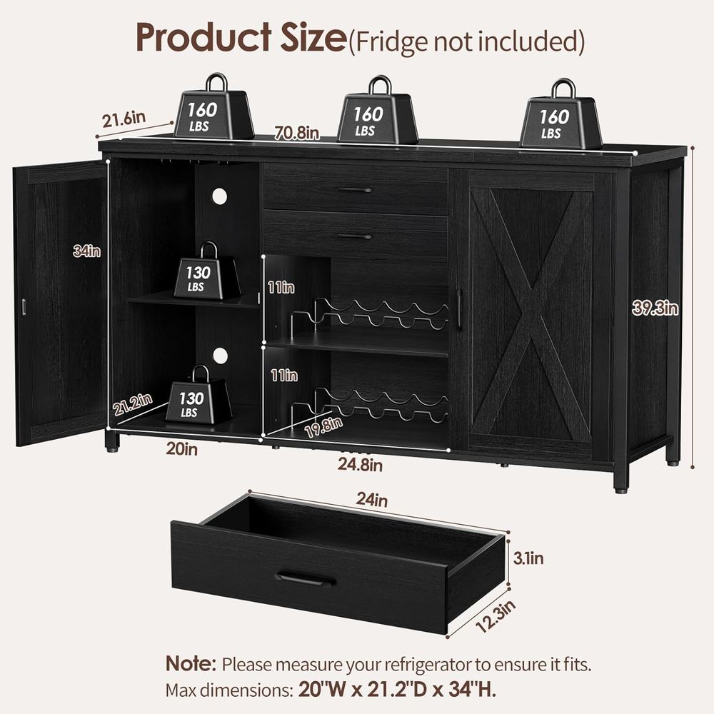Large Coee Bar Cabinet with 2  - Home Bar And Cabinet 评论和价格