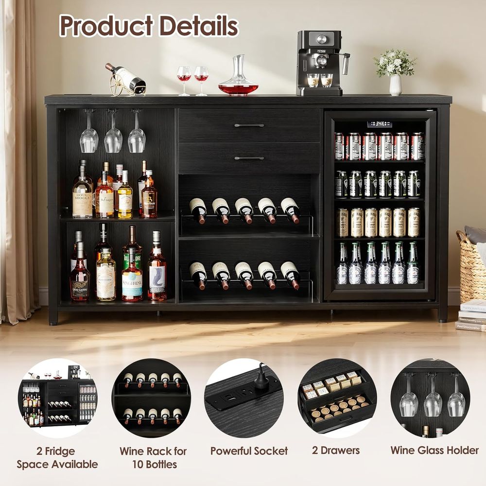 Large Coee Bar Cabinet with 2  - Home Bar And Cabinet 评论和价格
