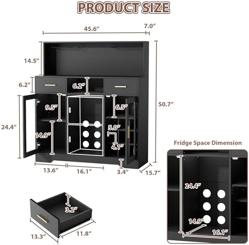 Mini Fridge Cabinet with Stora - Home Bar And Cabinet 评论和价格