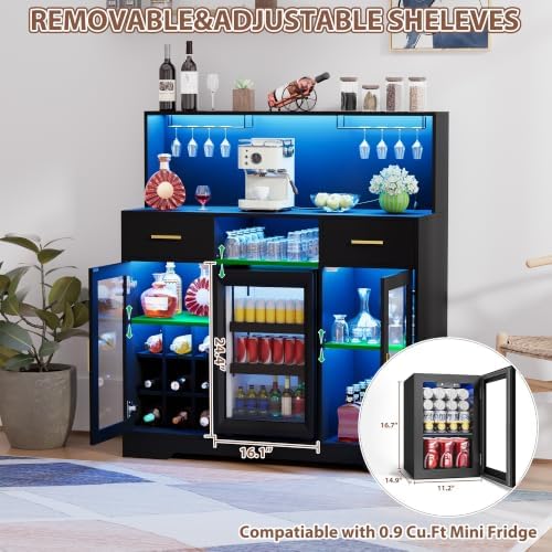 Mini Fridge Cabinet with Stora - Home Bar And Cabinet 评论和价格