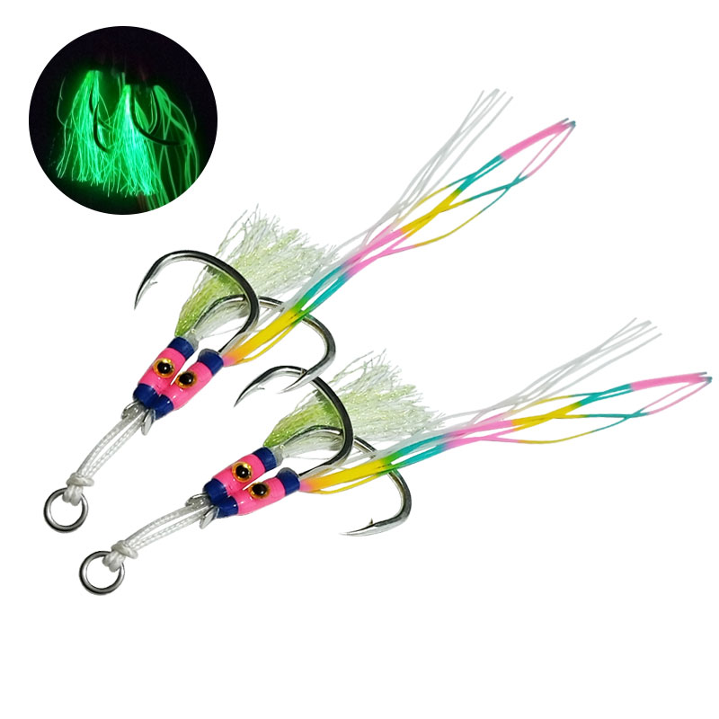 2Pairs/bag Glow Jig Lure Hooks - Jigger Double Sided 评论和价格