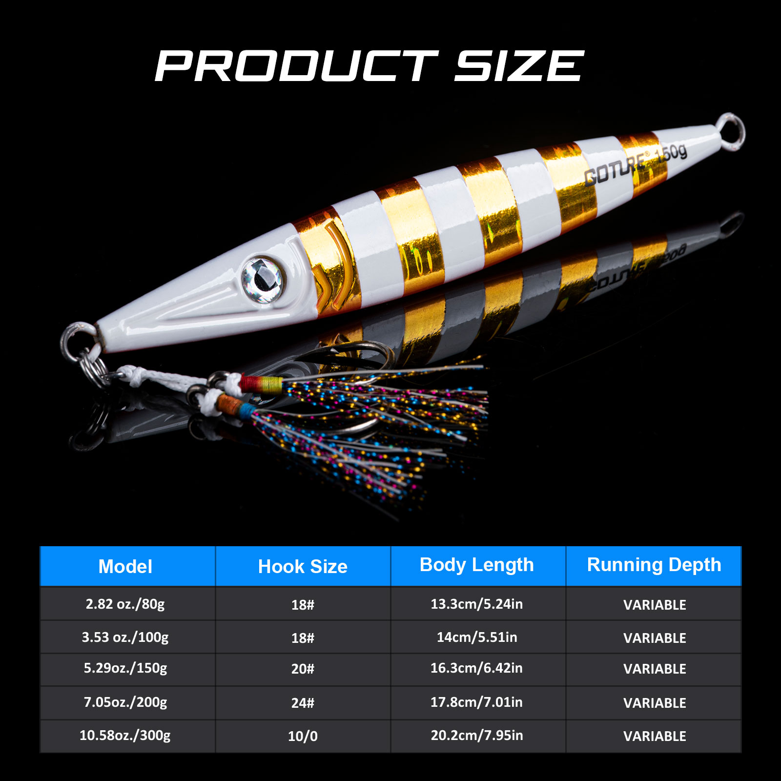 Goture Luminous Fast Sinking J - Jigger Double Sided 评论和价格