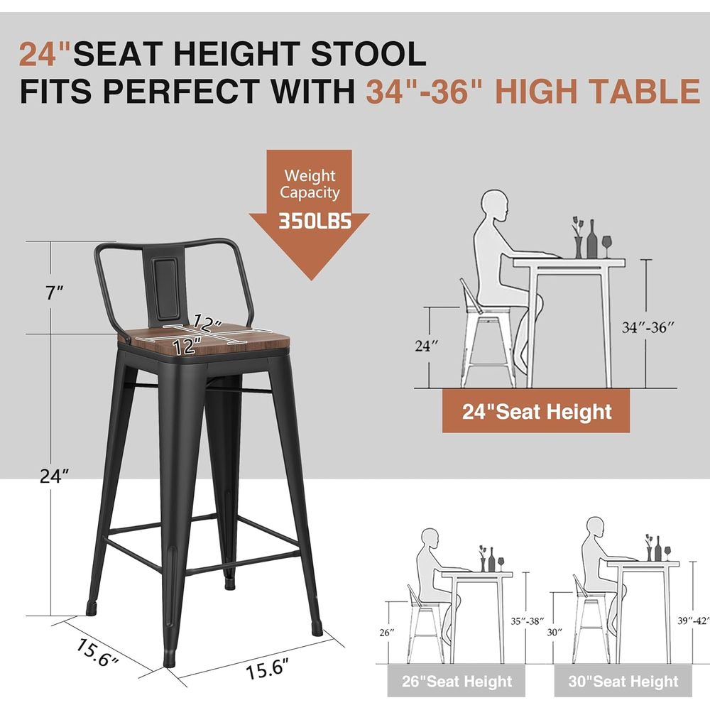 24 Inch Bar Stools Set o 4 Ind - Home Bar And Counter 评论和价格
