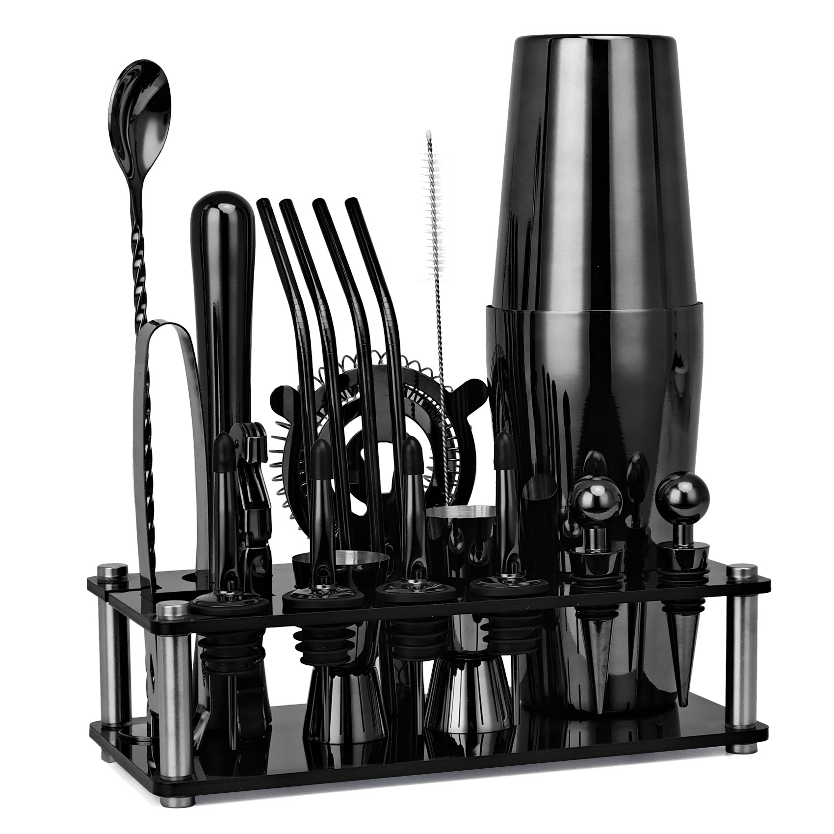 20pcs Black/Rose Gold/Silver 8 - Boston Shaker Set 评论和价格