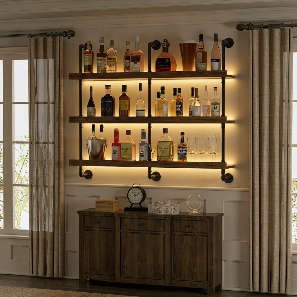Wall Mounted Wine Rack With LE - Home Bar Stand 评论和价格