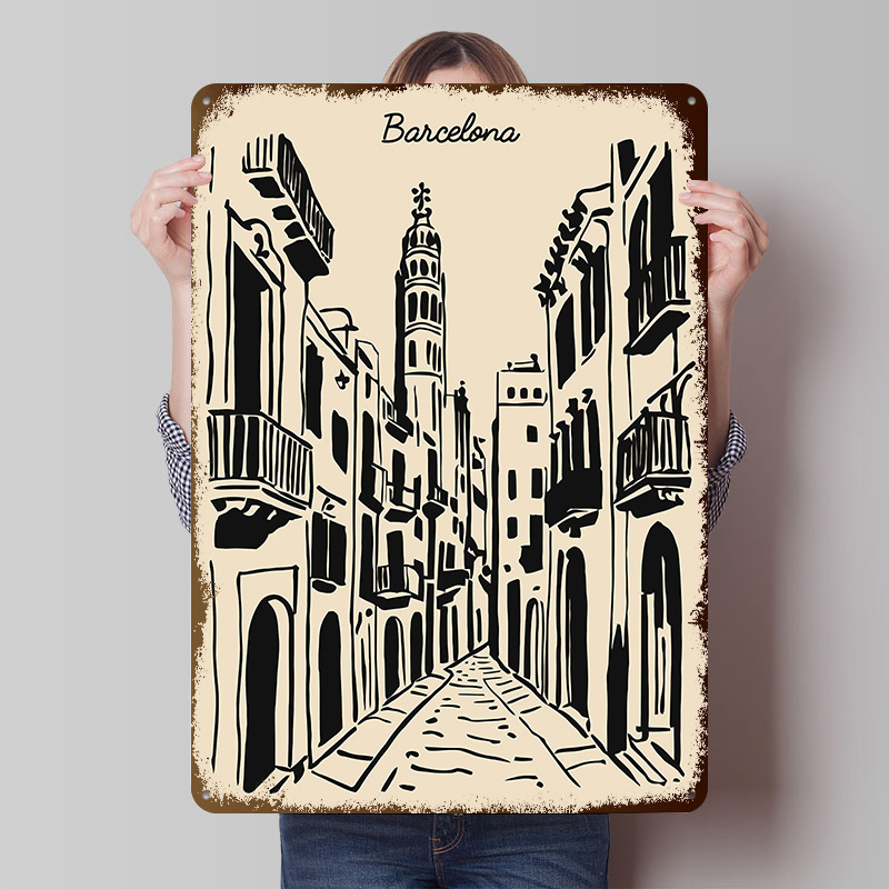 Barcelona Street Metal Poster  - Home Barcelona 评论和价格