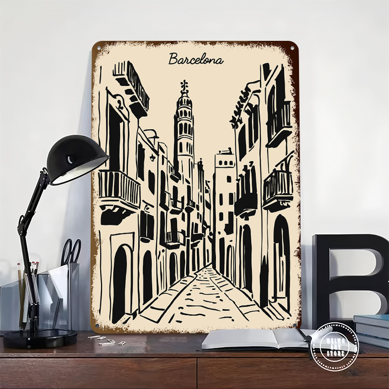 Barcelona Street Metal Poster  - Home Barcelona 评论和价格