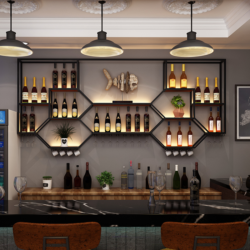 Metal Shelves Wine Cabinet Liv - Home Bar And Cabinet 评论和价格