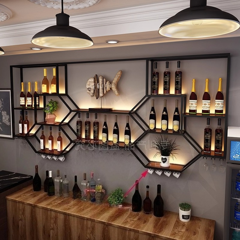 Metal Shelves Wine Cabinet Liv - Home Bar And Cabinet 评论和价格